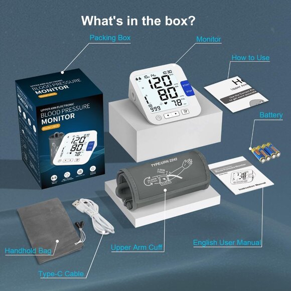 Blood Pressure Monitor Large Screen Machine Dual User XL 9"-17" Cuff Backlit LCD - Picture 5 of 11